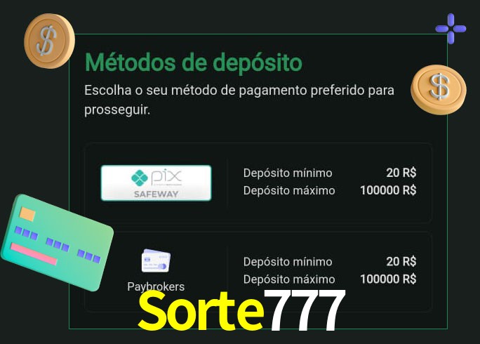 O cassino Sorte777 oferece uma grande variedade de métodos de pagamento